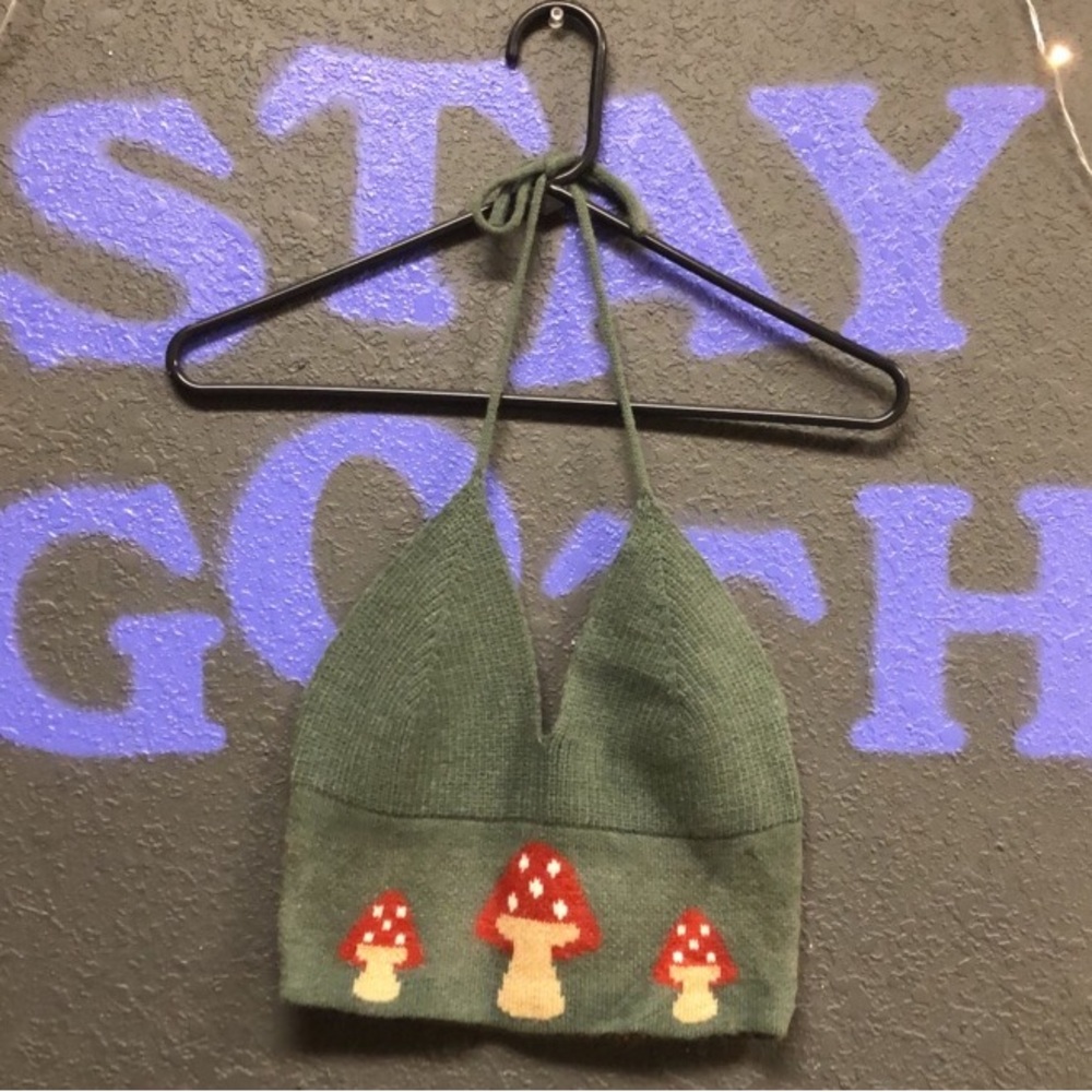 Mushroom Knit Halter Top